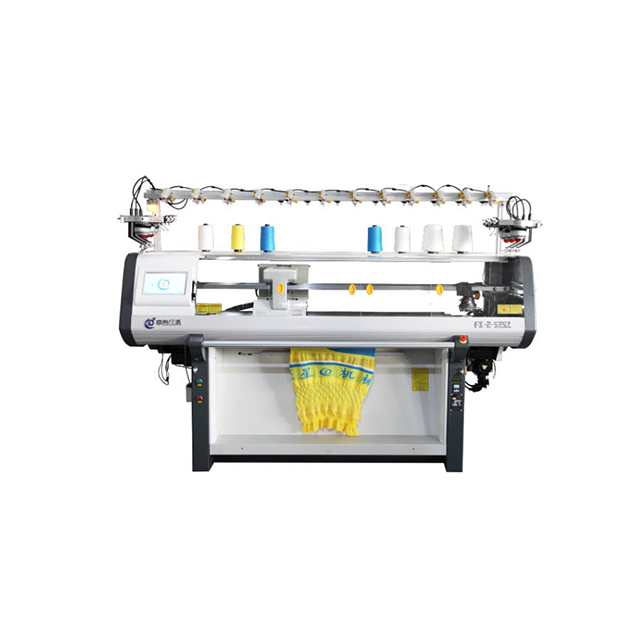 Direct selection double system full inserted needle plate computerized flat knitting machine